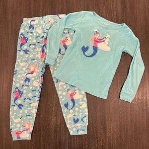 Gymboree Girls Mermaid & Snowman Pajama set 6